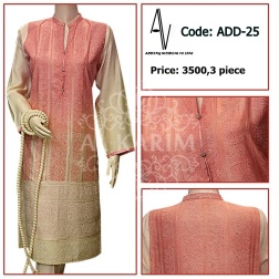 Fabric: shinny cotton net Sizes: Small - Medium - Large Details: Exclusive heavy chicken kari work style on shirt front and back , fancy buttons. Note: The Following Dress have been styled in the image for photography and illustrative purposes. The standard style comes as a long sleeved kameez and Dupatta